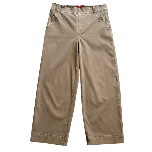 Spanx Twill Wide Leg Crop Pull on High Waist Casual Trouser Pants Womens Large - Picture 3 of 15